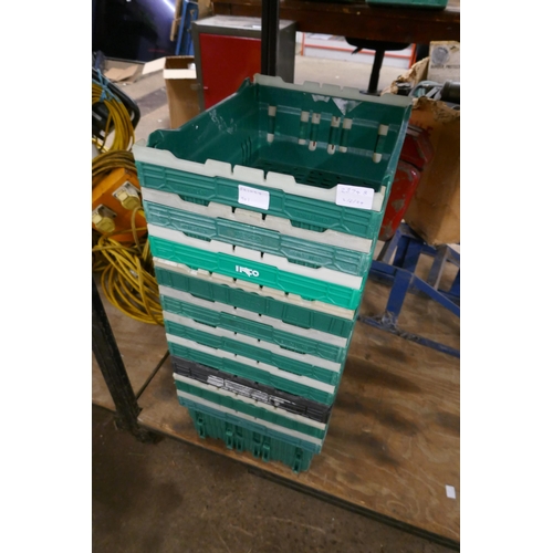 2374B - Ten stackable storage crates, 40 x 30cm