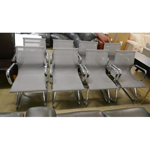 1574 - Eight chrome and grey chairs