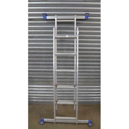 2226 - A 6-rung aluminium stepladder, a 21-rung triple extension ladder and a 12-rung double extension ladd... 