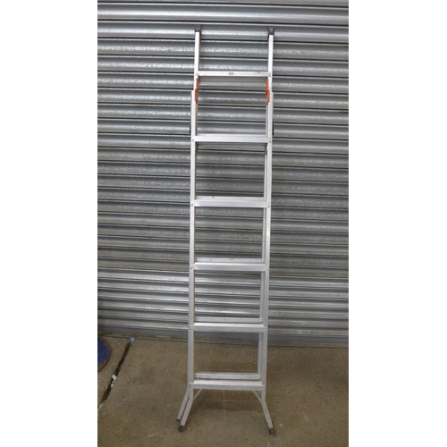 2226 - A 6-rung aluminium stepladder, a 21-rung triple extension ladder and a 12-rung double extension ladd... 