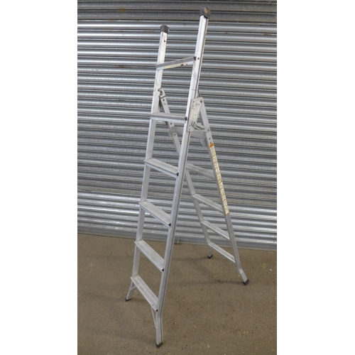 2227 - A 3-way multi-function stepladder and a set of 2 rung steps