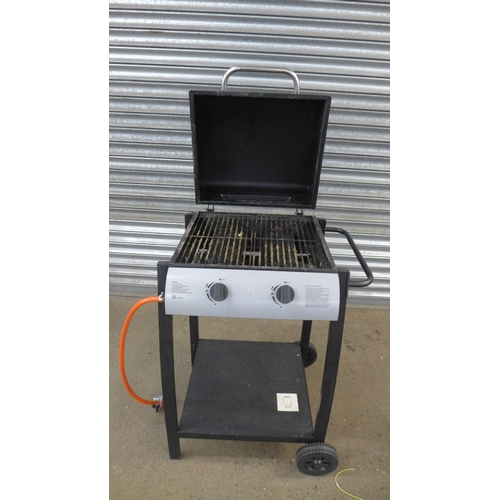 2285 - A Weber black metal kettle BBQ and a two burner gas BBQ