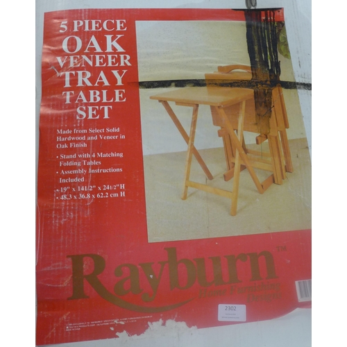 2302 - A Rayburn 5-piece oak veneer table set - boxed and unused