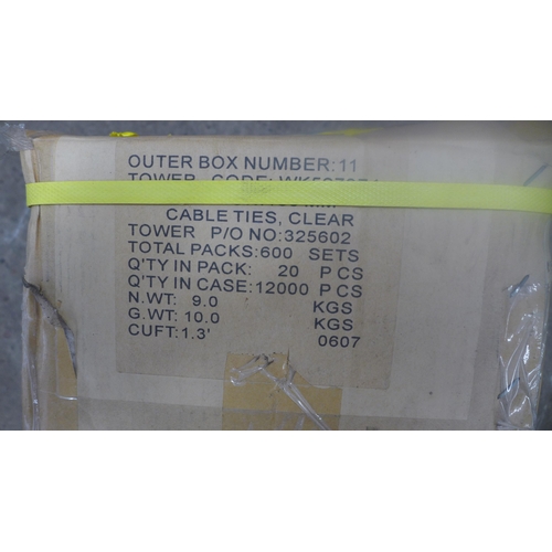 2321 - A quantity of approximately 12000 100mm clear cable ties