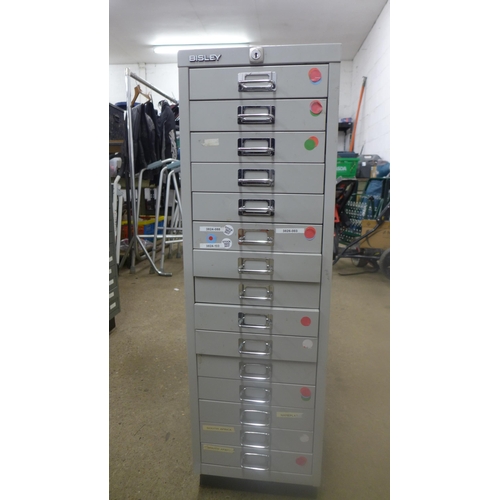 2323 - A Bisley grey 15-drawer cabinet