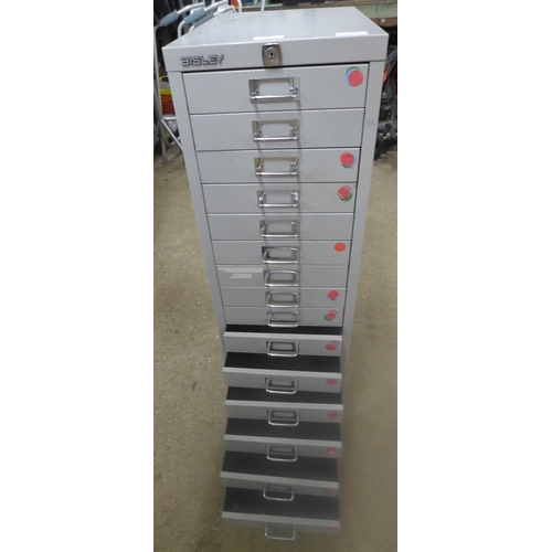 2324 - A Bisley grey 15-drawer cabinet