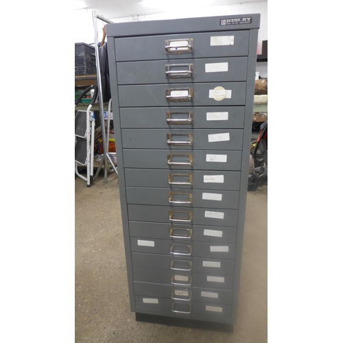 2325 - A Bisley grey metal 15-drawer cabinet