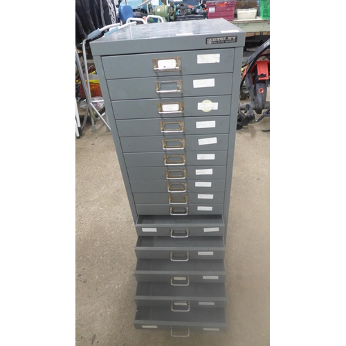 2325 - A Bisley grey metal 15-drawer cabinet