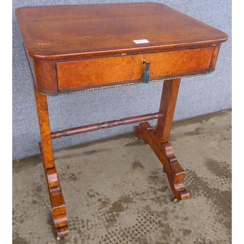 133 - A Regency amboyna single drawer side table