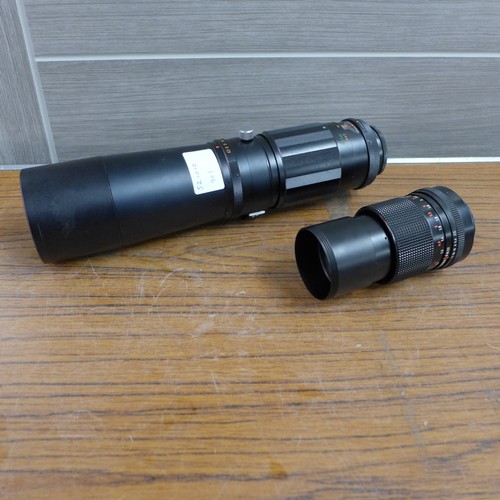 2102A - Photography equipment; Soligor f=400mm 1:6.3 lens, a Carl Zeiss Jenn DDR f=135 MC macro lens and a P... 