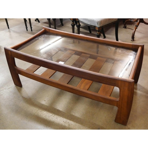 2 - A G-Plan Brasilia teak glass topped rectangular coffee table