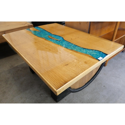 225 - An Epoxy wooden and river effect resin coffee table