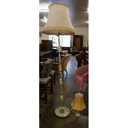 235 - An onyx standard lamp and a desk lamp