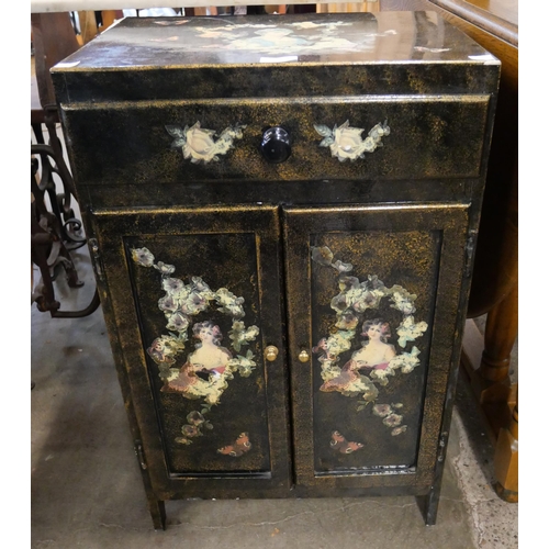 236 - An Art Nouveau style black lacquered side cabinet