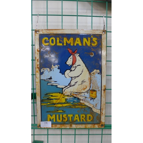 346 - An enamelled metal Colman's Mustard advertising sign