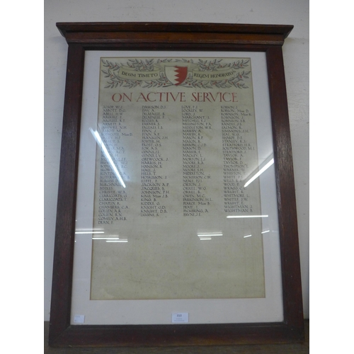 350 - A framed Active Service certificate, framed