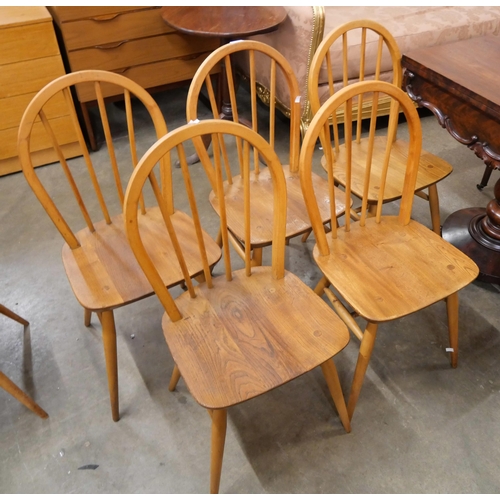 47 - A set of five Ercol Blonde elm and beech Windsor chairs