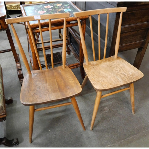 72 - A pair of Ercol Blonde elm and beech 391 model chairs
