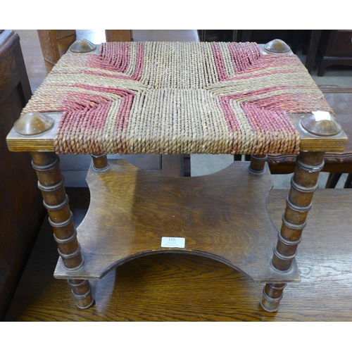 115 - A beech stool with woven seat