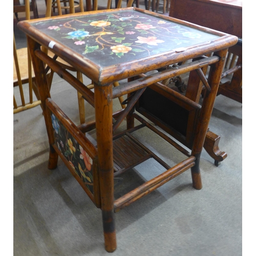 134 - A French style bamboo and floral print occasional table