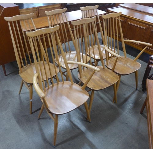 24A - A set of six Ercol Blonde elm and beech Goldsmith chairs