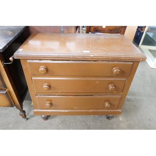 599 - A Victorian painted pine chest of drawers