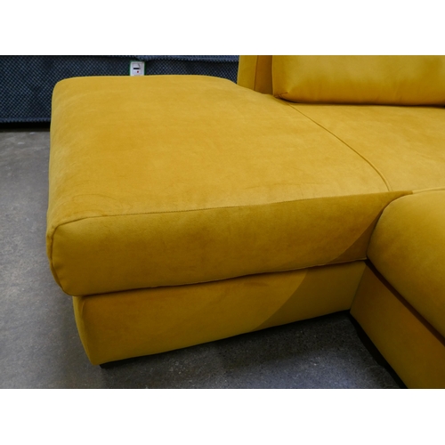 1301 - A turmeric velvet L shaped sofa