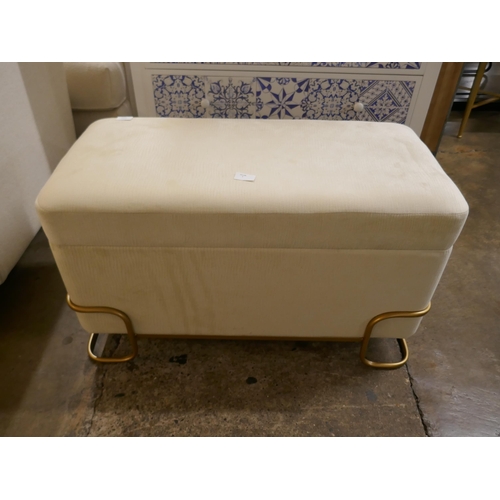 1308 - An upholstered cream storage stool with gold legs