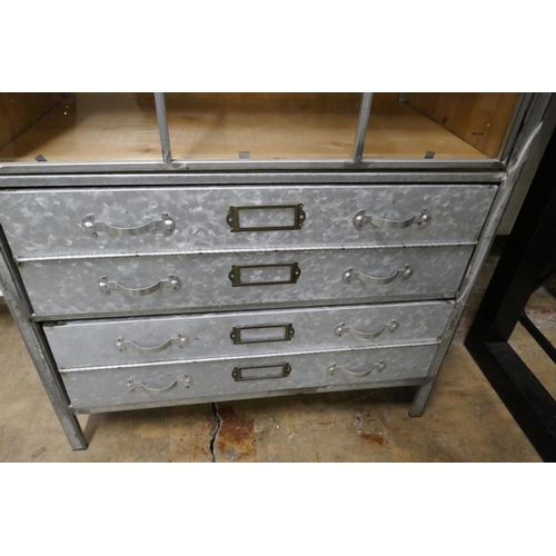 1314 - A wood and metal industrial style cabinet