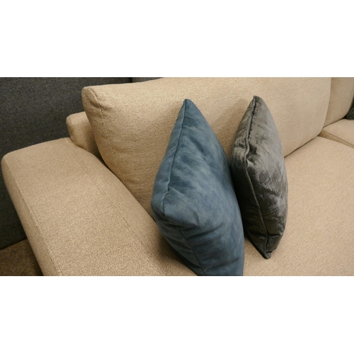 1395 - A sandstone weave L shaped sofa