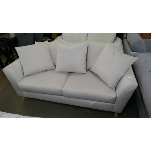 1399 - Light mink velvet three seater sofa