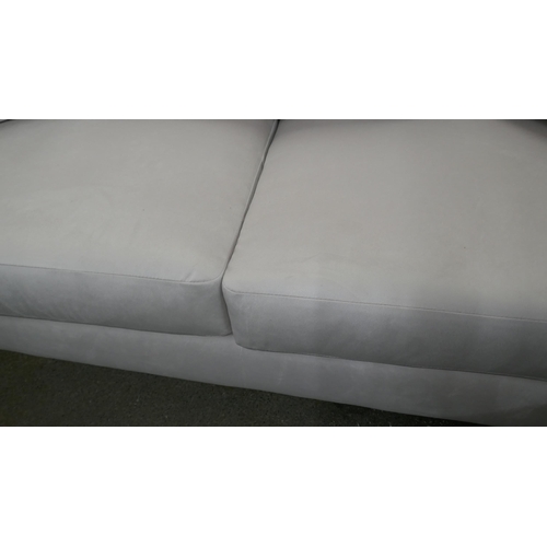 1399 - Light mink velvet three seater sofa