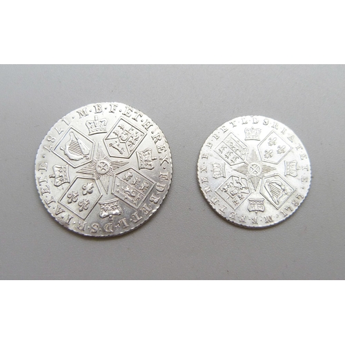 1000 - A George III shilling and sixpence, both 1787