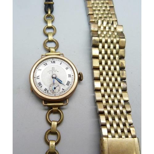 1018 - An Omega Seamaster 600 wristwatch, a lady's Omega wristwatch in a 9ct gold Dennison case, lacking gl... 