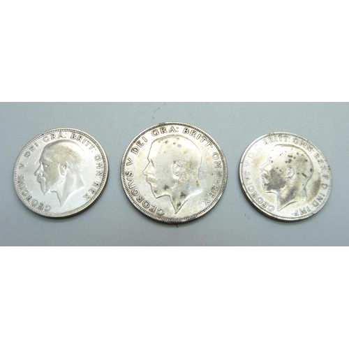 1044 - Two florins, 1925 and 1932, and a 1925 half-crown