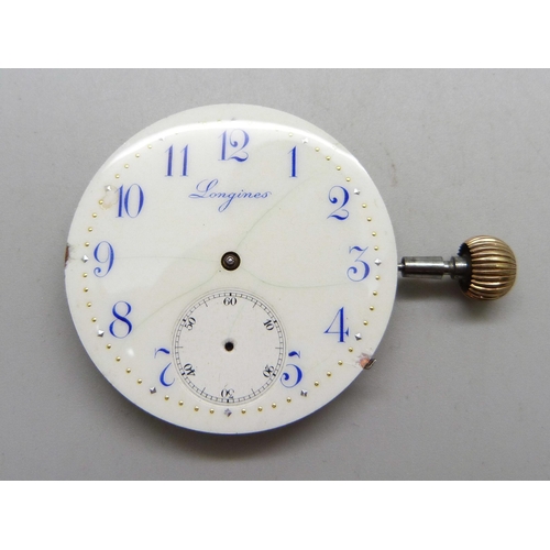 1045 - A Longines hunter/demi hunter pocket watch movement