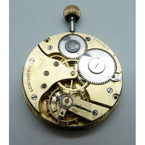 1045 - A Longines hunter/demi hunter pocket watch movement