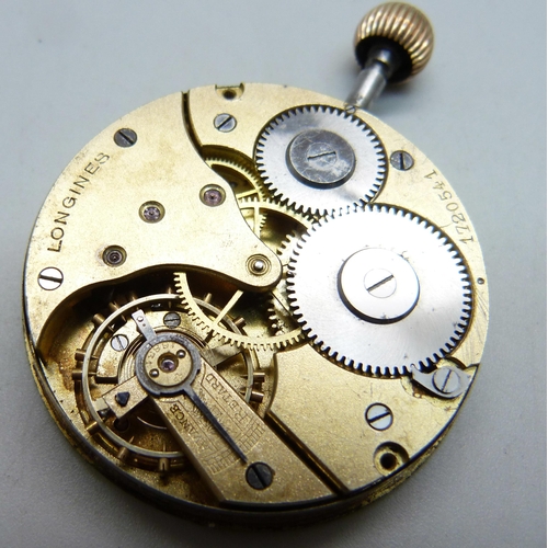 1045 - A Longines hunter/demi hunter pocket watch movement