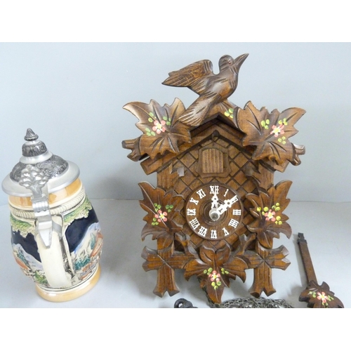 1107 - A hand painted German stein and a cuckoo clock **PLEASE NOTE THIS LOT IS NOT ELIGIBLE FOR POSTING AN... 