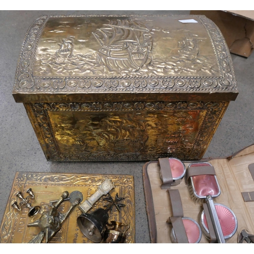 1139 - A collection of metalware and a brass covered box **PLEASE NOTE THIS LOT IS NOT ELIGIBLE FOR POSTING... 