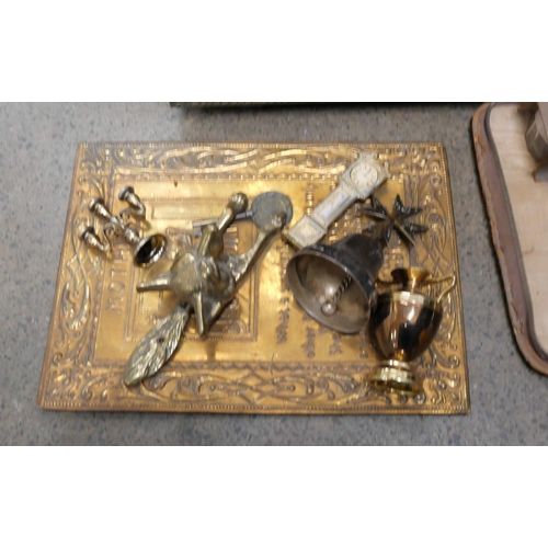 1139 - A collection of metalware and a brass covered box **PLEASE NOTE THIS LOT IS NOT ELIGIBLE FOR POSTING... 