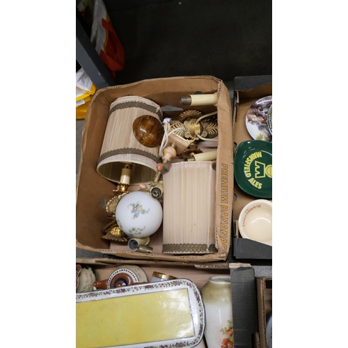 1142 - Seven boxes of mixed decorative china, breweriana, table lamps, etc. **PLEASE NOTE THIS LOT IS NOT E... 