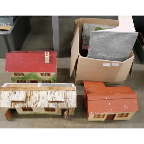 1144 - Seven scratch built 1:32 scale model farm buildings, mid-Century **PLEASE NOTE THIS LOT IS NOT ELIGI... 