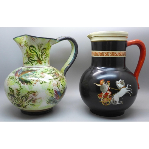 620 - An early 20th Century jug with classical detail and a Denby Glyn Colledge jug, Denby handle a/f