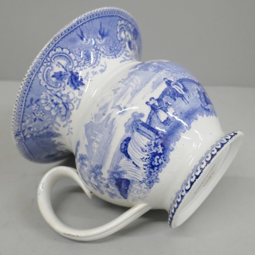 636 - A mid 19th Century Davenport blue and white spitoon cuspidor, 11cm