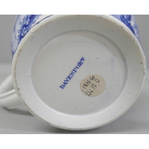 636 - A mid 19th Century Davenport blue and white spitoon cuspidor, 11cm