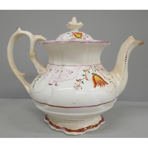 643 - A late 19th Century Staggs pottery lustre teapot
