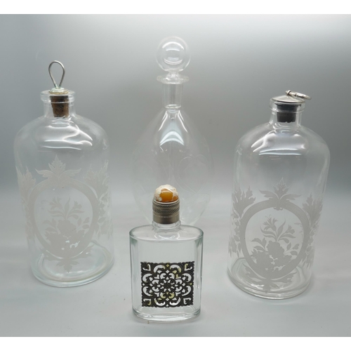 661 - Four decorative glass scent bottles