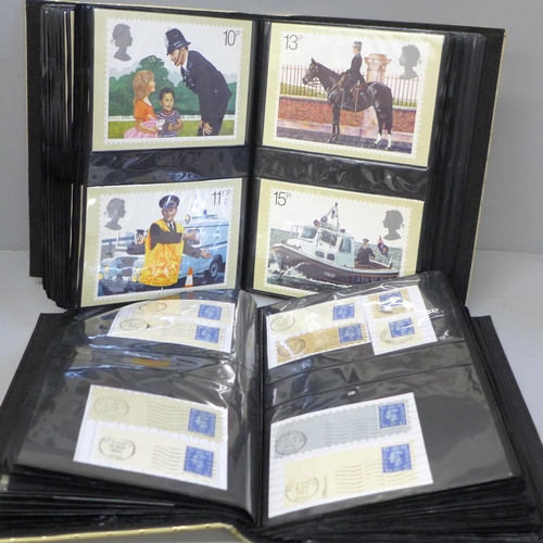 677 - Two albums of stamps and PHQ postcards