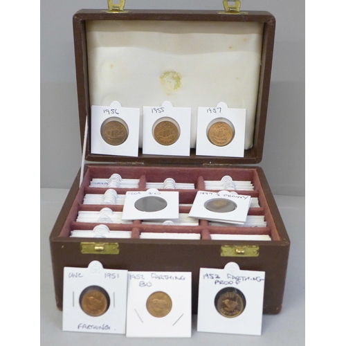 683 - Over 120 high grade copper coins in holders and a case